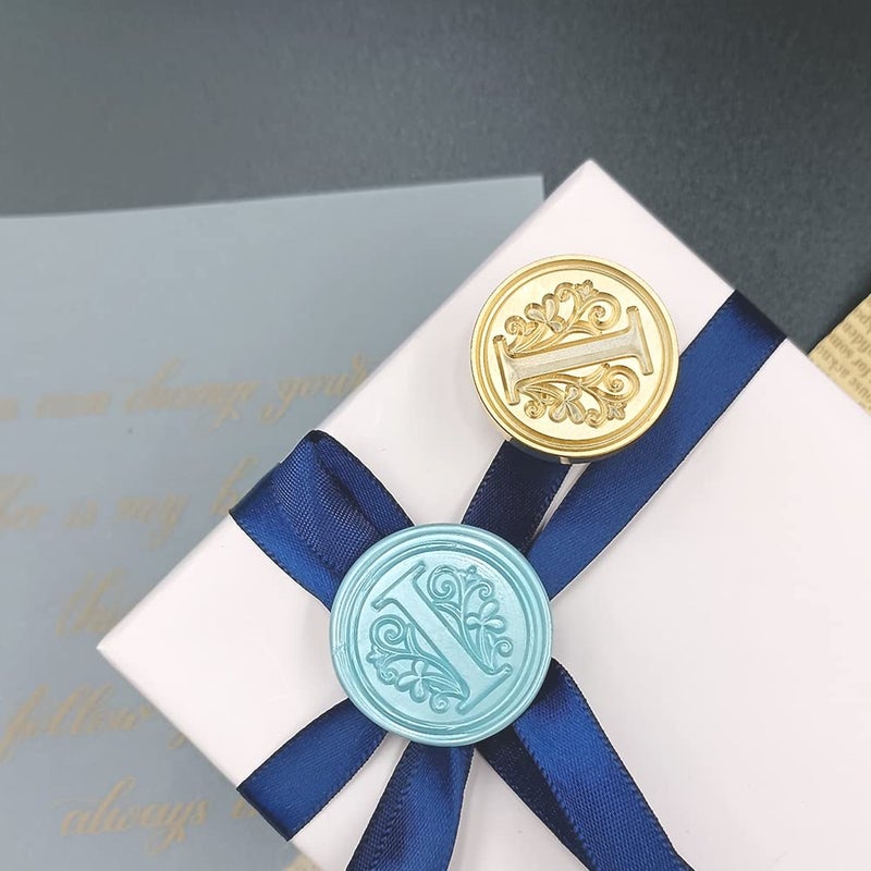 krastmon Medieval Traditional Initial Alphabet Wax Seal Stamp, Brass Head Wooden Handle Letter Stamps for Card/Envelope/Gift - (Letter I) - Image 2